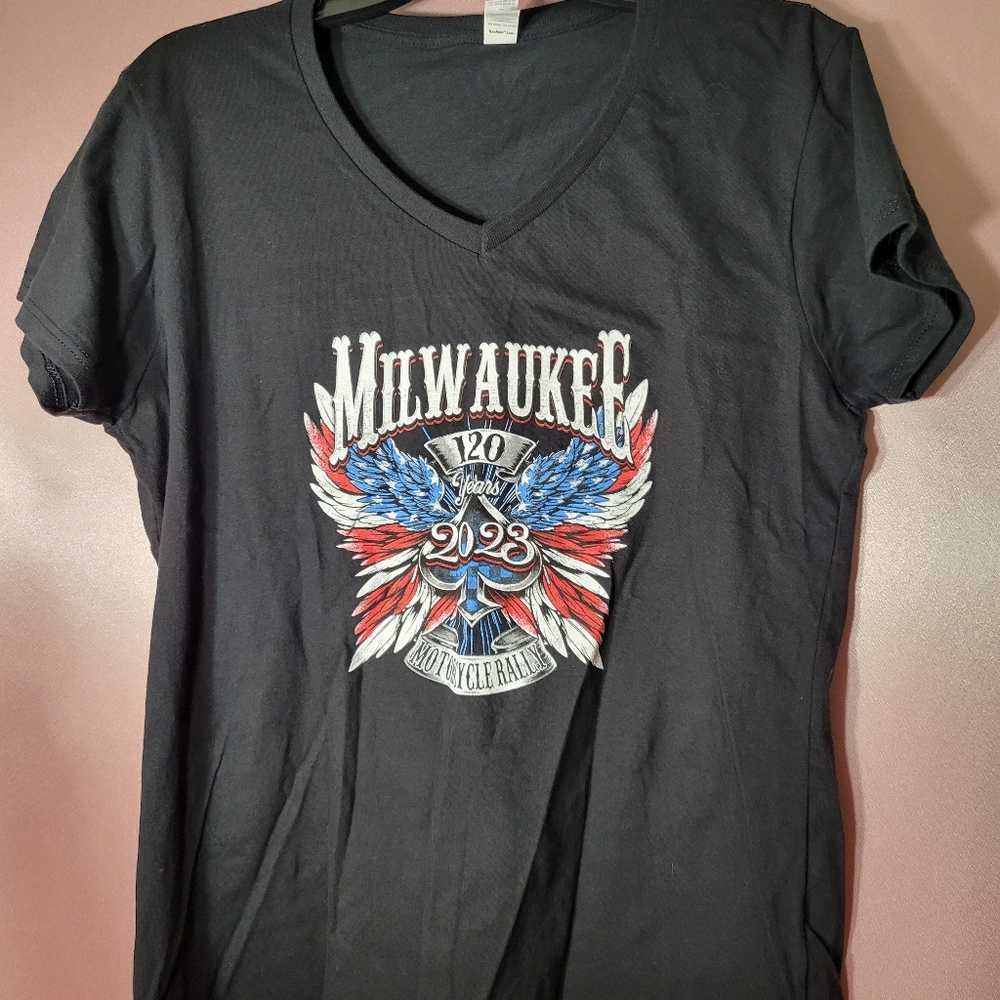 120th Milwaukee Motorcycle Rally Pink T-shirt